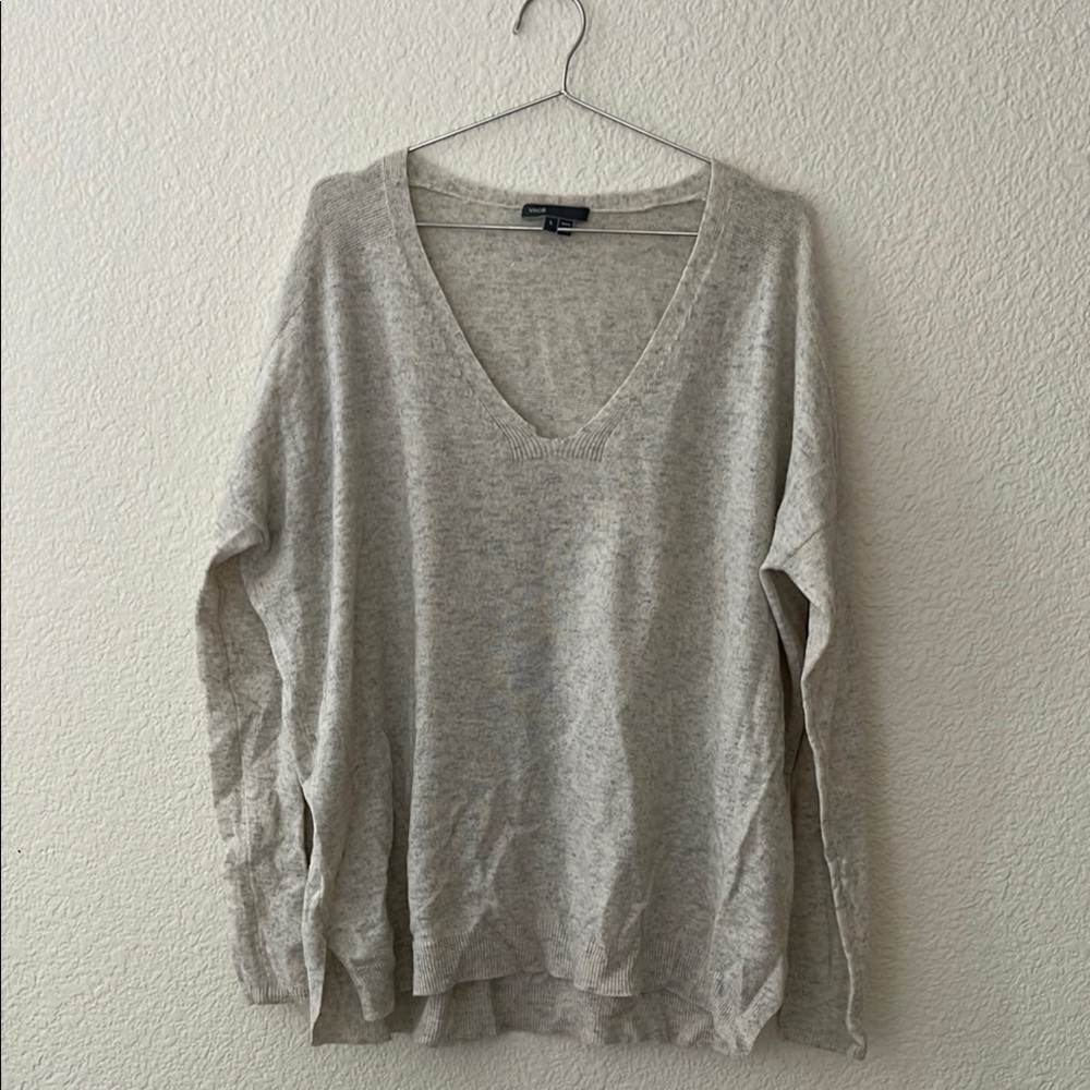 Vince Women's Gray V-Neck Sweater